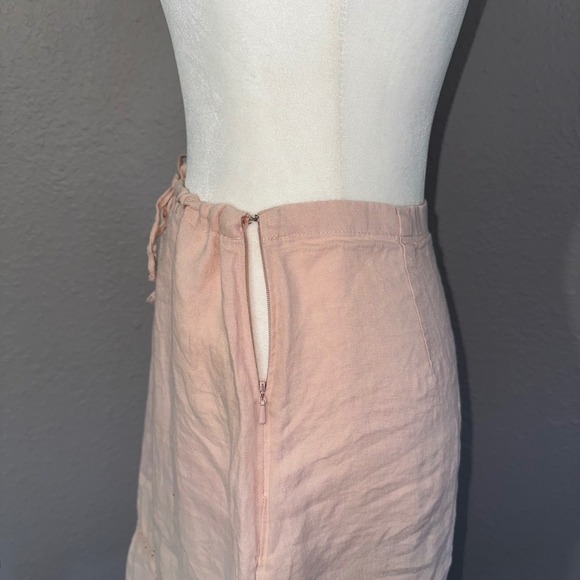 Old Navy VTG Women's Y2K Size 4 Pink 100% Linen Lace Trim Ruffle Hem Skirt - Picture 6 of 8